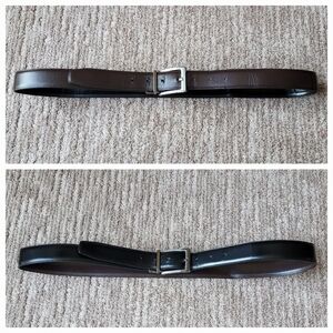 PERRY ELLIS LEATHER BELT REVERSIBLE BLACK BROWN SILVER MEN'S 38 WAIST *FREE*